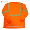 Class 2 High Visibility Reflective Neon Orange Color Moisture Wicking Mesh Polo Shirt Long Sleeve